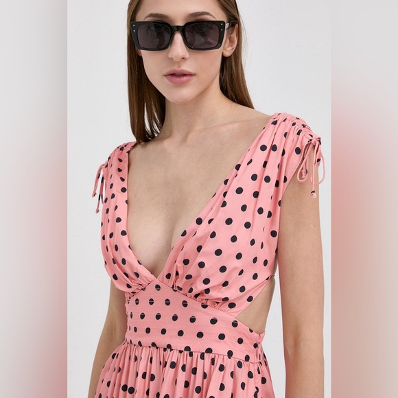 For Love & Lemons Keeley Mini Dress in Pink Polka Dot Size S - Picture 4 of 16
